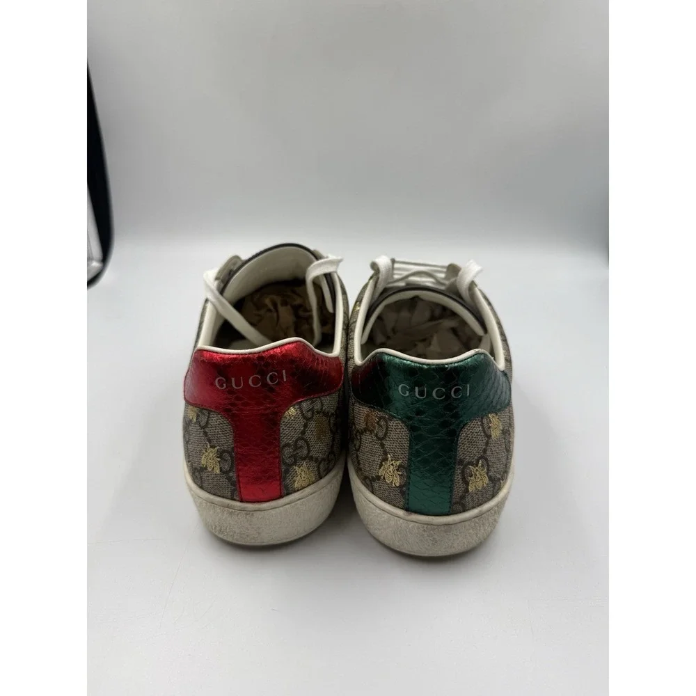 Gucci Ace Men's Sneakers GG Supreme Monogram‎ Gold Bees Size Gucci 10 US 11 11.5